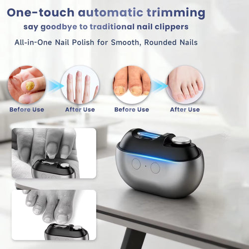 Electric Nail Clipper Electric Nail Trimmer Polisher Portable Fingernail Cutter with Light File Nail Clip Storage Rechargeable