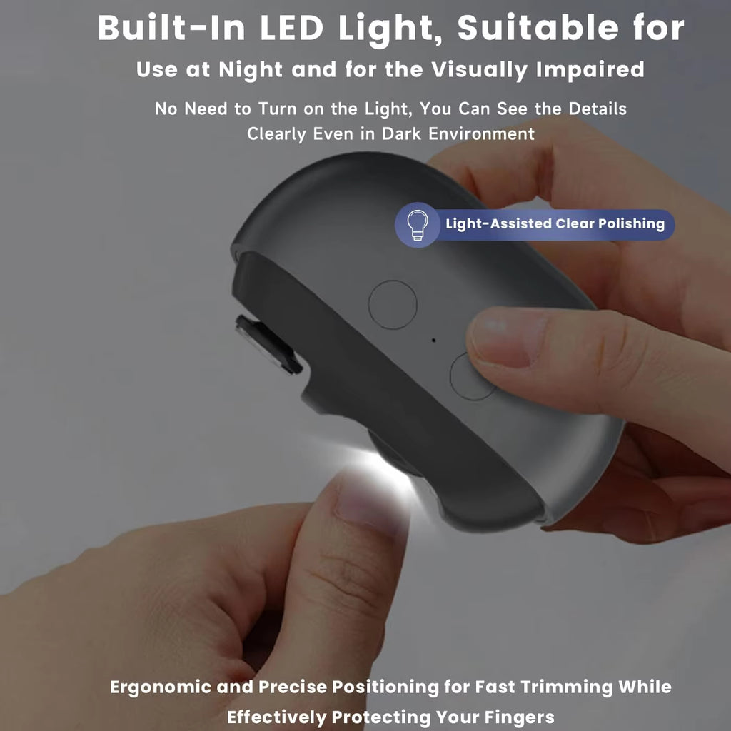 Electric Nail Clipper Electric Nail Trimmer Polisher Portable Fingernail Cutter with Light File Nail Clip Storage Rechargeable