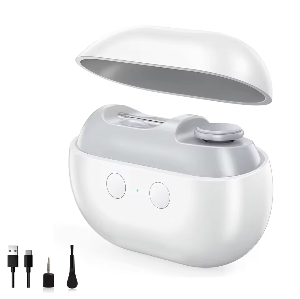 Electric Nail Clipper Electric Nail Trimmer Polisher Portable Fingernail Cutter with Light File Nail Clip Storage Rechargeable